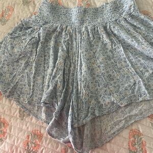 Mahina Blue Floral High Waist Shorts